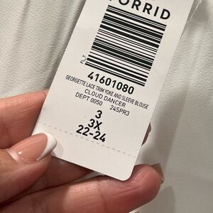 Torrid Cloud Dancer Blouse with Lace Trim